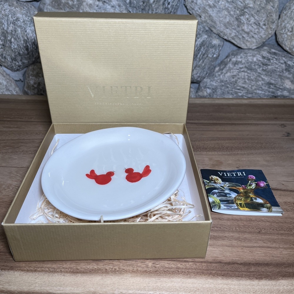 Vietri Old St Nick Ti Penso Red Birds plate Italian Pottery Handpainted Dish